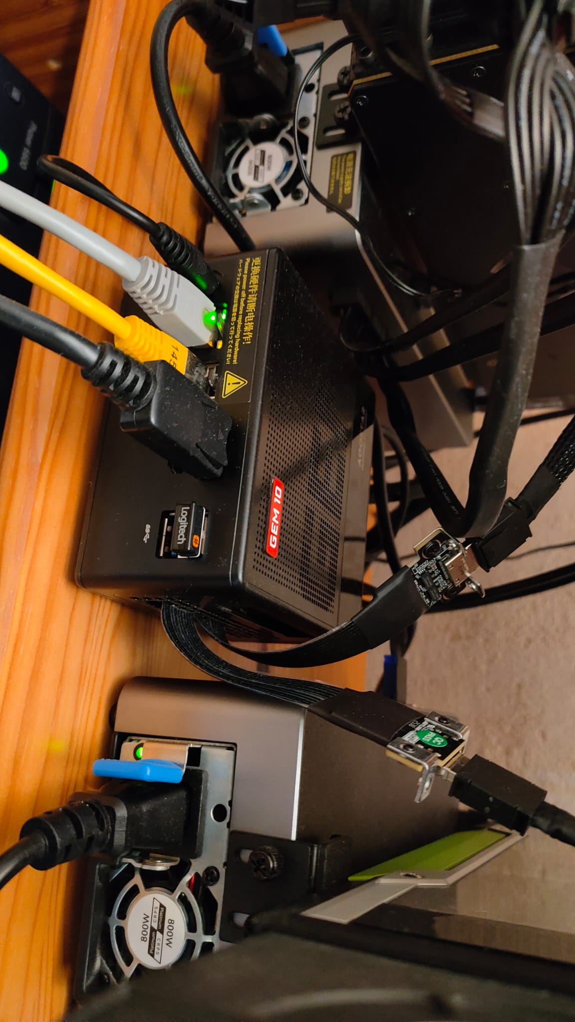 MiniPC close-up with OCuLink and USB4 cables